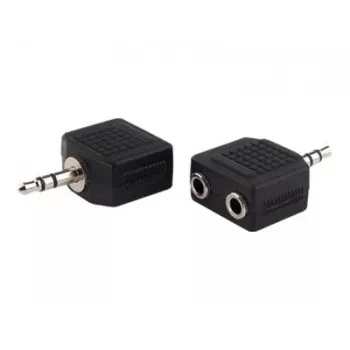 exertis Connect Audio Splitter Cable - 3.5mm Stereo Male to 2x Female, 0.2m, Black 64650