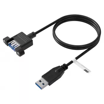 EFB Elektronik USB 3.0 hosszabbítókábel, USB-A dugó - USB-A aljzat panelra szereléshez, 1,8 m, fekete K5265SW.1V2