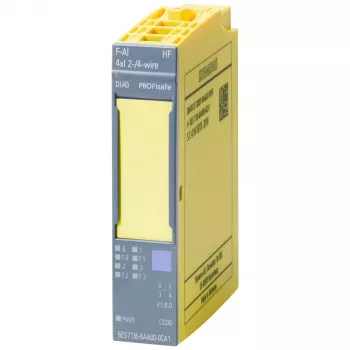 Siemens SIMATIC ET 200SP failsafe analóg bemeneti modul F-AI 4xI (0)4..20mA HF, 4 csatorna, 16 bit, SIL 3, PL e, 20 mm szélesség, 6ES7136-6AA00-0CA1