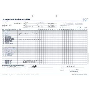 BOI teljesítményigazolás egészségbiztosítás SGB V nyomtatványok, 50 lap, A4, fehér 9206-00329