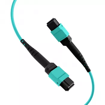 EFB Elektronik MPO-PLUS aljzat–MPO-PLUS aljzat OM3 multimódusú optikai patchkábel, 12 szál, Type B polaritás, LSZH aqua köpeny, 1 m MPOF12MPOFOM3-1