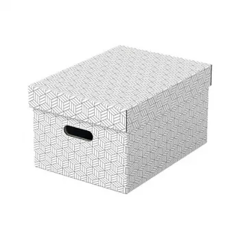 LEITZ 628282 Home Medium tárolódoboz, 3 részes készlet, fehér, 100% újrahasznosított hullámkarton, levehető fedél, egymásra rakható