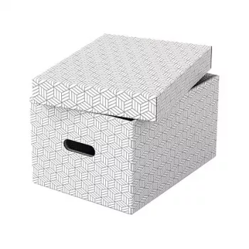 LEITZ 628282 Home Medium tárolódoboz, 3 részes készlet, fehér, 100% újrahasznosított hullámkarton, levehető fedél, egymásra rakható