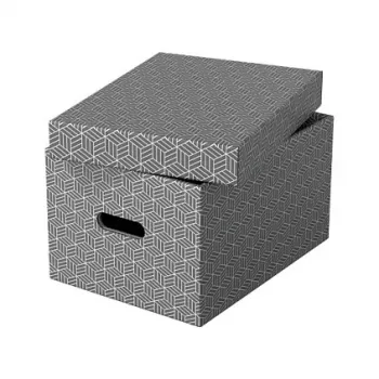 Esselte tárolódoboz Home M, 17,5 L, 26,5 x 36,5 x 20,5 cm, 3 darabos csomag, fehér/szürke (628283)