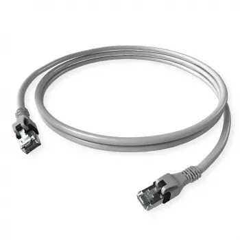 ZVK GmbH EasyLan PushPull Cat 6 STP patch kábel, RJ-45 dugó–RJ-45 dugó, 1 m, szürke, ráfröccsöntött törésvédő hüvely CPP1OACACA0010