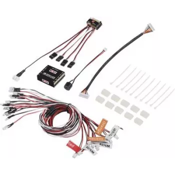Reely LED fényegység fehér, narancs, piros (RE-5631027) – 10-LED RC-modell világítási rendszer, 5 mm-es LED-ek, 4,8-6V