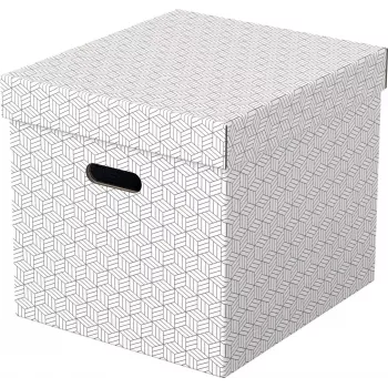 LEITZ Home Cube tárolódoboz készlet 3 darabbal, fehér, 100% újrahasznosított hullámkarton, eltávolítható fedél 628288
