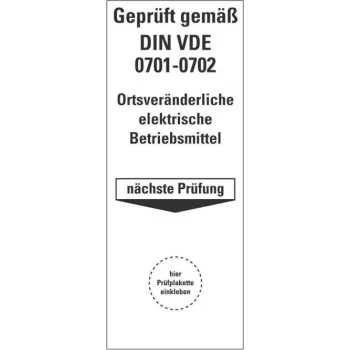 HEIN 178140 ellenőrző matrica DIN VDE 0701-0702, öntapadós, sárga, 50 x 25 mm, 100 címke