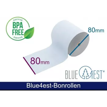 ARTDEV Blue4est® Eco hőpapírtekercsek 80mm x 80m, 12mm mag, kék, 52g, 35 évig archiválható, BPA-mentes ADT808012-BT-BLUE4EST-55