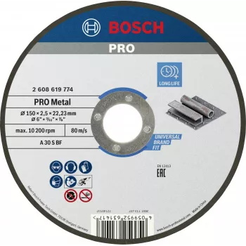 Bosch Standard for Metal vágótárcsa 150 mm x 1,6 mm x 22,23 mm, egyenes, alumínium-oxid, 1 darab 2608619774
