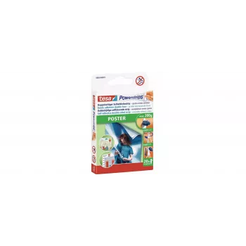 tesa 58003 Powerstrips poszter ragasztócsík, 60 darab, fehér, károsodásmentes rögzítés, 58003-00500-04