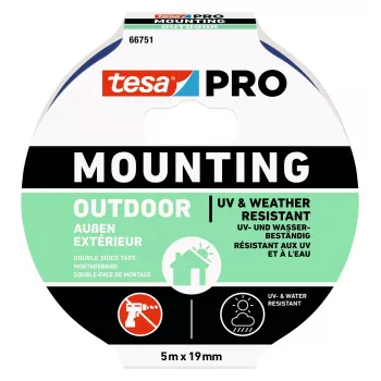 tesa Montage PRO Outdoor 66751-00001-00 átlátszó rögzítőszalag, 5 m x 19 mm, 1 tekercs
