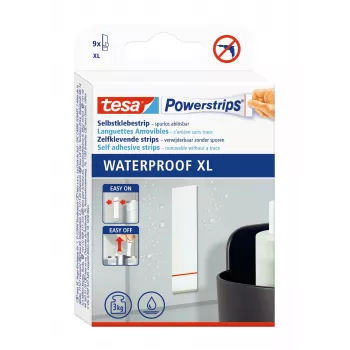 Tesa Powerstrips Waterproof XL ragasztócsíkok akár 9 kg-ig, fehér, 9 csík 40519-00000-00