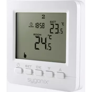 Sygonix süllyesztett szobatermosztát heti programmal, 5–35 °C, fehér (SY-4500818)