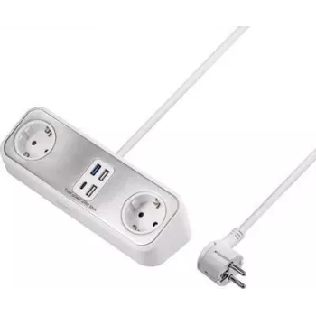 Sygonix SY-4538256 2-es Schuko elosztó, fehér, 1,5 m kábel