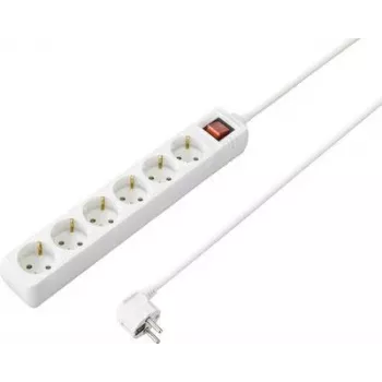 SYGONIX SY-4891004 4-es elosztó kapcsolóval, fehér, 1,5 m kábel, Schuko