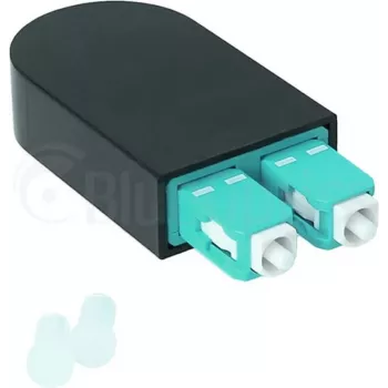 BLUELAN BlueOptics LWL-loopback-adapter OM3 50/125µm multimód SC/UPC duplex, aqua/türkiz, kerámiaferrule, -40°C és +85°C között (BOLBSCOM3)