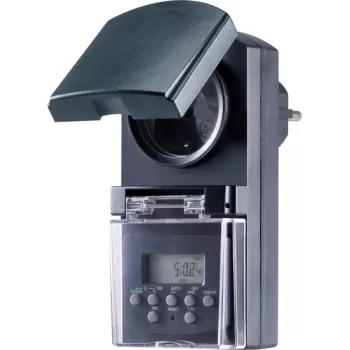 Sygonix SY-5044422 digitális időzítő kapcsoló aljzat, heti program, 1800 W, IP44, visszaszámláló- és véletlen funkció, fehér