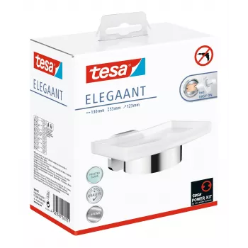 tesa ELEGAANT 40628-00000-00 szappantartó króm (fényes), fehér (szatén)