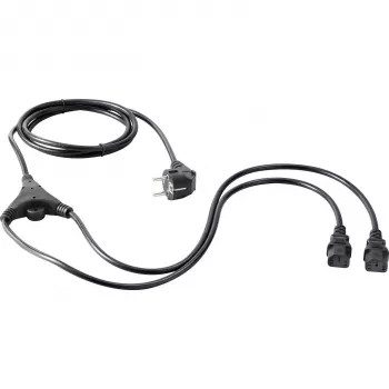 SYGONIX SY-5178378 IEC C14–2x IEC C13 elosztó Y-kábel, 2 m, fekete
