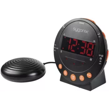 Sygonix SY-5266562 elektronikus ébresztőóra fekete fluoreszcens kijelzővel