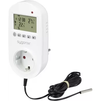Sygonix univerzális termosztátdugó heti programmal, 1–70 °C, 3680 W, Schuko (SY-5372566)