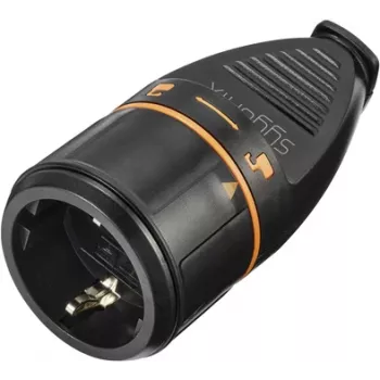 Sygonix SY-5597566 Schuko csatlakozó, műanyag, 250 V AC, fekete/narancssárga