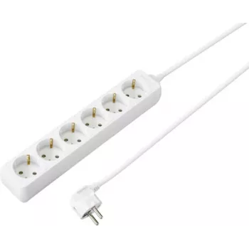 Sygonix SY-4891000 6 foglalatos Schuko elosztó fehér 1,5 m kábel kapcsolóval és gyermekbiztosítással