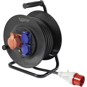 Sygonix SY-5806894 kábeldob 25 m CEE-dugó 16 A 5 pólusú IP44 fekete
