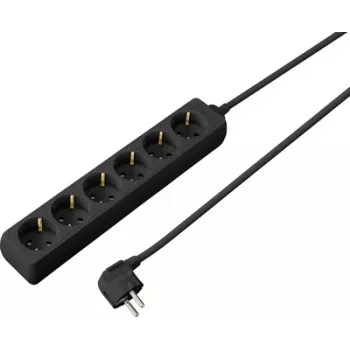 Sygonix SY-4890996 3-as Schuko elosztó világító kapcsolóval, 1,5 m kábel, fekete