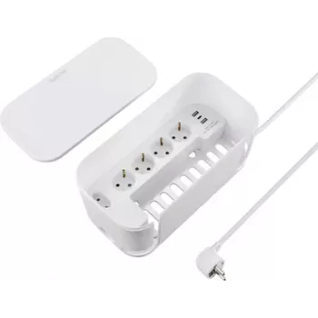 Sygonix SY-6118238 5 foglalatos Schuko elosztó sínnel, 1,5 m kábel, fehér