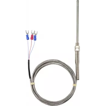 Sygonix M8 PT100 3 vezetékes hőmérséklet-érzékelő, -50–300 °C, rozsdamentes acél, IP67, 2 m szilikonkábel SY-6085070