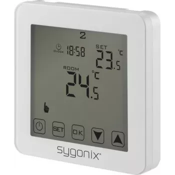 Sygonix Touch 2 süllyesztett helyiségtermosztát heti programmal, 1–70 °C, fehér SY-4961570