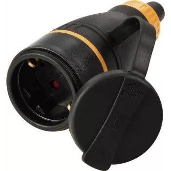 Sygonix SY-6618484 Schuko biztonsági csatlakozóhüvely TPE PC 250 V/AC fekete narancssárga IP44