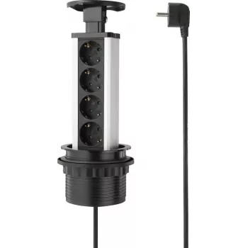 SYGONIX SY-4737792 asztali elosztó 8 Schuko aljzattal és 2 USB-csatlakozóval, fekete/ezüst