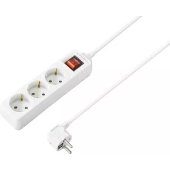 Sygonix SY-4890990 kapcsolós elosztó fehér Schuko 3-as 1,5 m