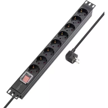 Sygonix SY-5799002 19 inch 8-as Schuko rack szerelhető elosztó, 1U, fekete