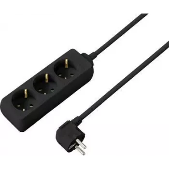 SYGONIX SY-4892462 elosztó kapcsoló nélkül, 6 Schuko aljzat, 1,5 m kábel, fekete