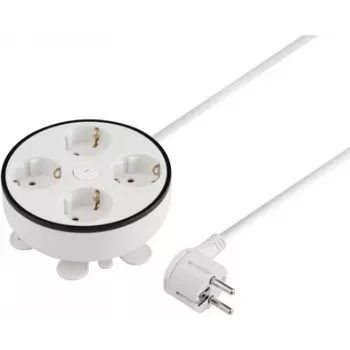 Sygonix SY-5806892 kábeldob 1,5 m fehér 4-es Schuko 3680 W főkapcsolóval