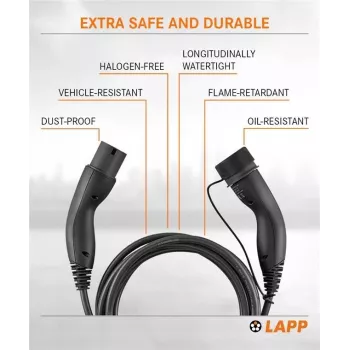 LAPP Type 2 EV töltőkábel 3. mód 11 kW 3 fázisú 16 A 3 m fekete 75747