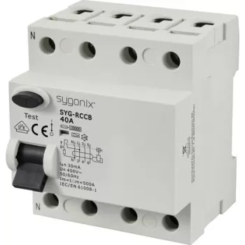 Sygonix SY-6438018 hibaáram-védőkapcsoló (RCCB) 4 pólusú A típusú 40A 30mA 10kA 400V AC