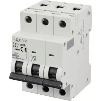 Sygonix SY-6441082 3 pólusú vezetékvédelmi megszakító, C karakterisztika, 13 A, 415 V AC, 6 kA