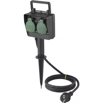 Sygonix SY-5231004 kültéri elosztó 2 foglalatos fekete/zöld IP44 16A 230V