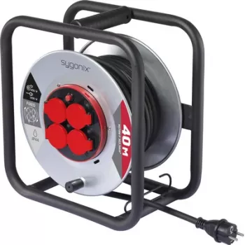 Sygonix SY-10236120 kábeldob fekete Schuko dugó 25 m 4 aljzat