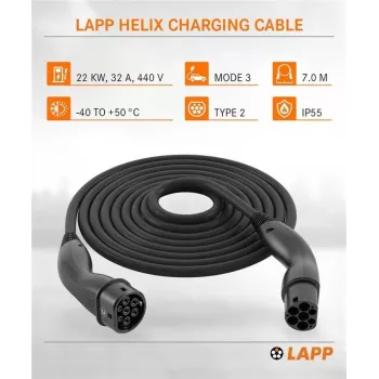 Lapp Mobility Type 2 Helix töltőkábel 22 kW 7 m fekete