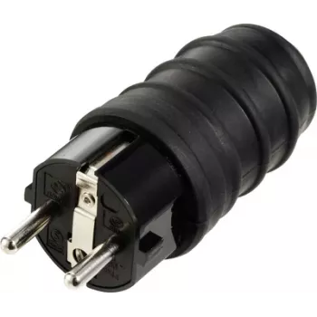 Sygonix SY-6618468 Schuko dugó TPE 250 V/AC fekete IP44