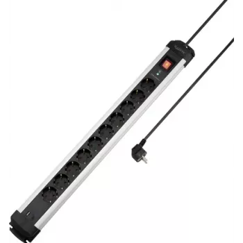 Sygonix SY-6807136 10-es túlfeszültség-védett elosztó, Schuko, 1,5 m kábel, fekete/ezüst