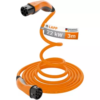 LAPP MOBILITY Helix Type 2 töltőkábel öntekercselő 22 kW 32 A 3 m narancssárga