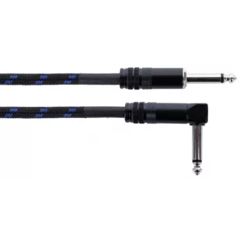 Cordial 14780 hangszerkábel 3 m – 6,3 mm TS jack - 6,3 mm TS jack, fekete/kék textilborítás