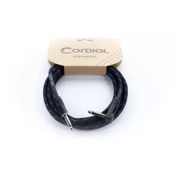 Cordial 14780 hangszerkábel 3 m – 6,3 mm TS jack - 6,3 mm TS jack, fekete/kék textilborítás